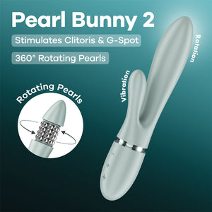Satisfyer Pearl Bunny 2 - Light Green - Light Green 21.5 cm USB-C Rechargeable Rabbit Vibrator