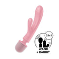 Satisfyer Triple Lover - Pink USB Rechargeable Rabbit Vibrator and Massage Wand