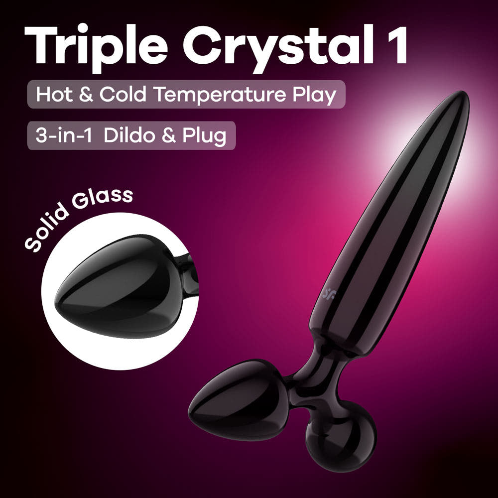 Satisfyer Triple Crystal 1 - 3-in-1 Glass Dildo for Temperature Play