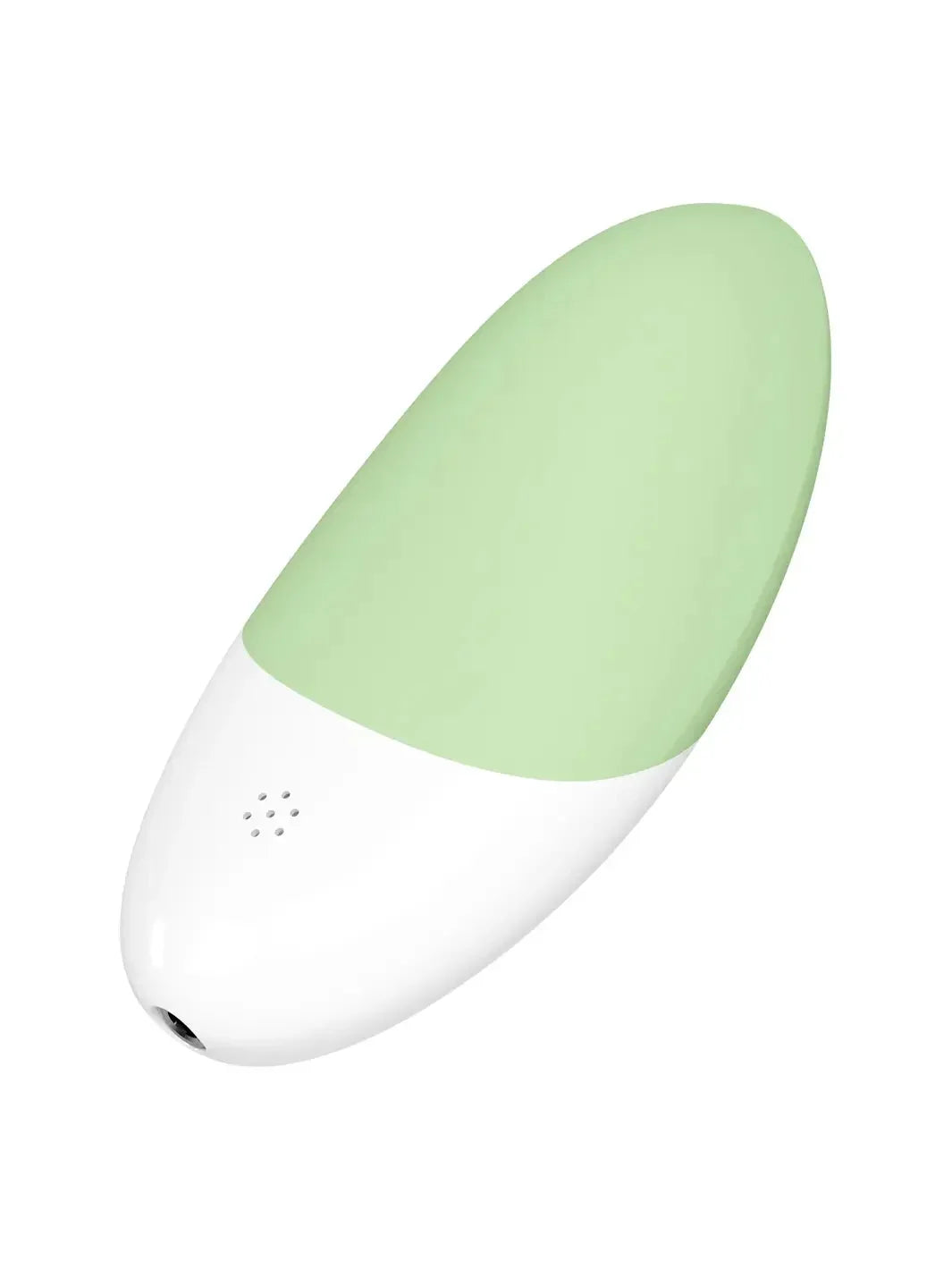 LELO SIRI 3 Pistachio Cream vibrator rear microphone and charging port view