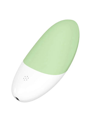 LELO SIRI 3 Pistachio Cream vibrator rear microphone and charging port view