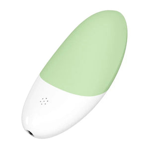 LELO SIRI 3 Pistachio Cream vibrator angled rear and charging port view